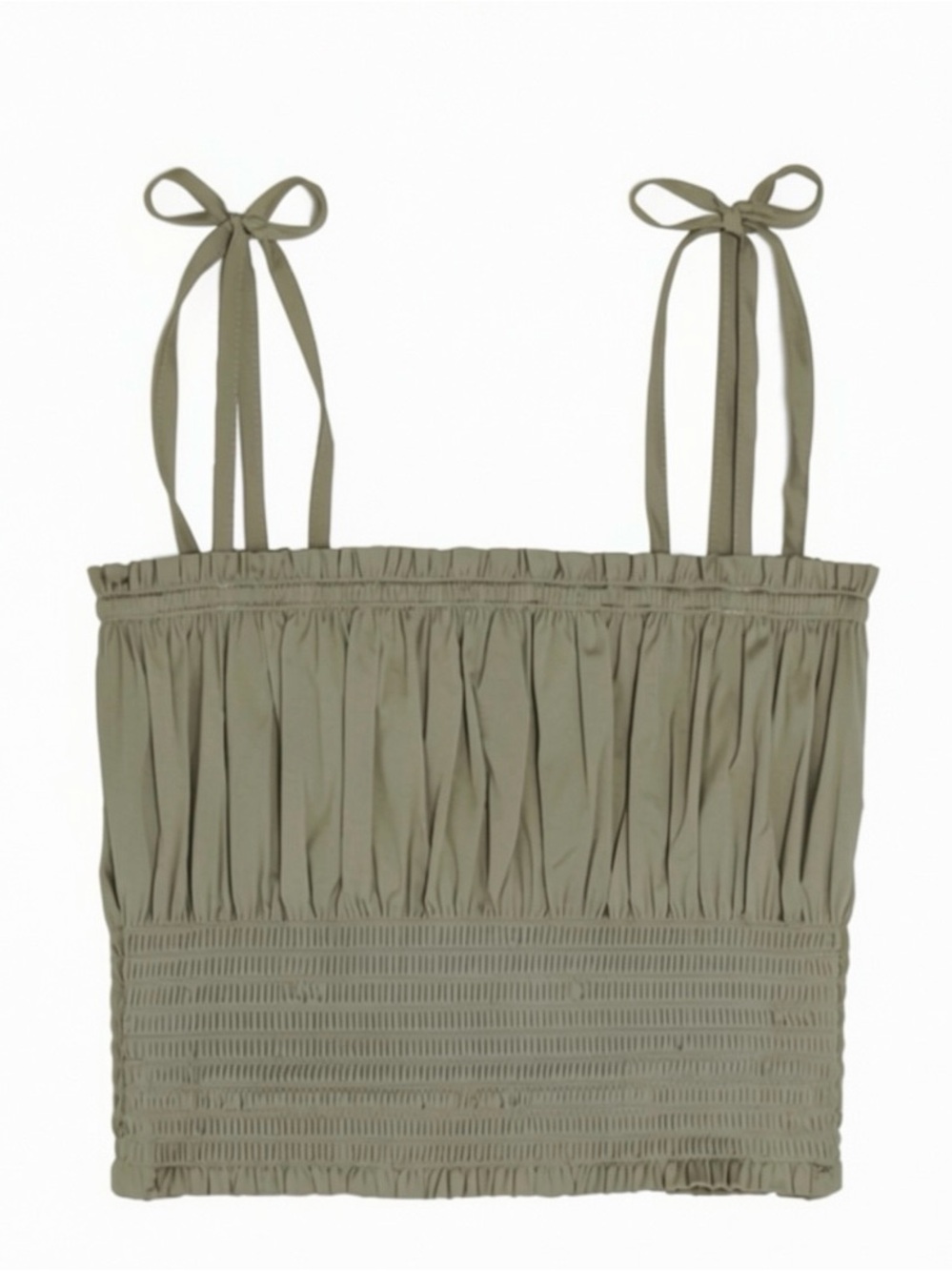 Danielle Bernstein Smocked Crop Top In Sage